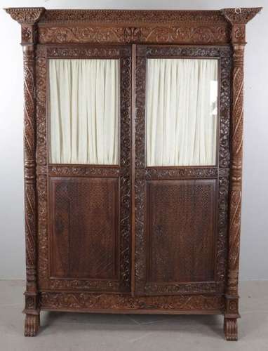 Anglo Indian Handcarved Two Door Cabinet