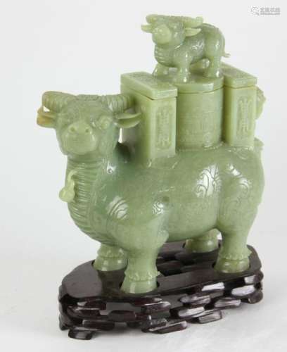 Chinese Carved Hardstone Figural Water Buffalo Vase