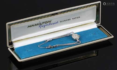 14k White Gold and Diamond Hamilton Watch