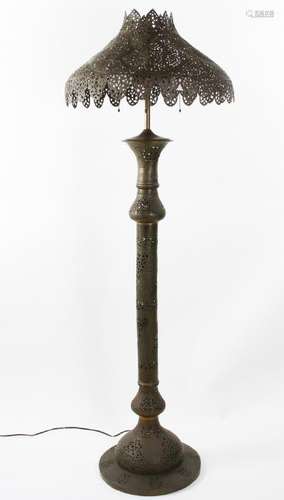 Antique Middle Eastern Brass Floor Lamp