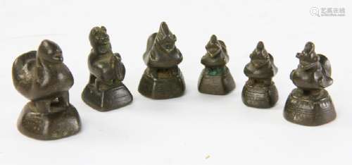 Collection of Six Bronze Scale Weights