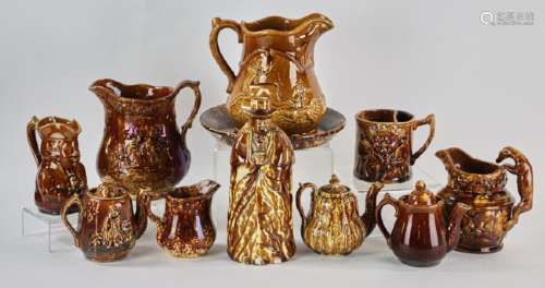 Collection of 19thC Rockingham Pottery
