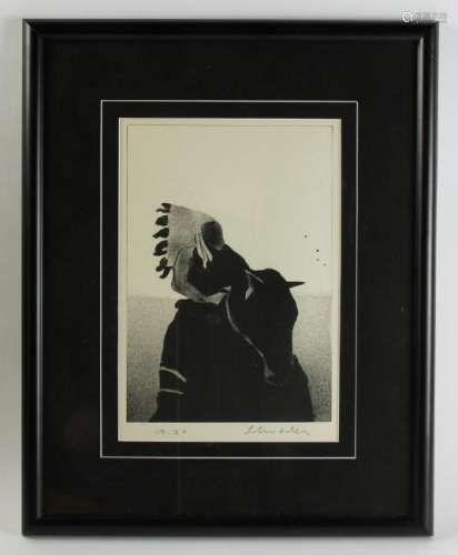 Fritz Scholder, Black and White Lithograph
