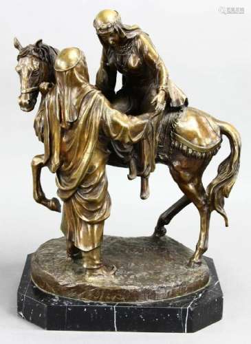 Bronze Figure of Middle Eastern Pair with Horse