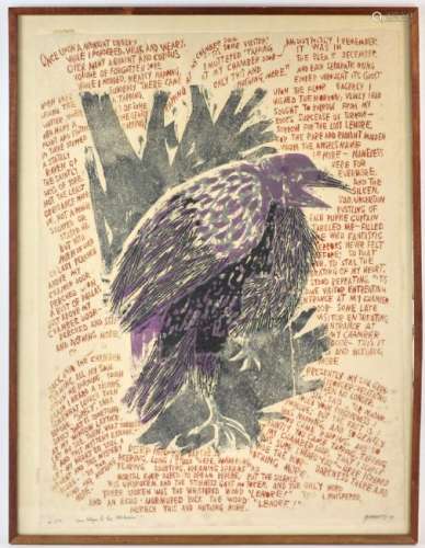 Antonio Frasconi, The Raven I, Woodcut