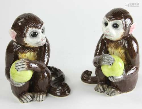 Pair of Italian Glazed Pottery Monkeys