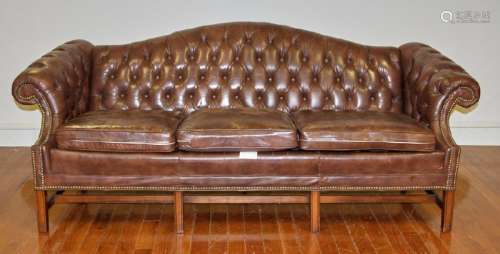 Leather Chesterfield Sofa with Brass Tack Trim