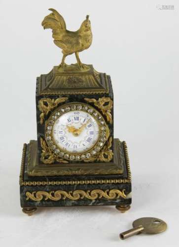 French Marble and Bronze Desk Clock