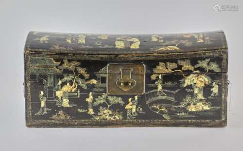 Chinese Lacquered Dome Top Trunk