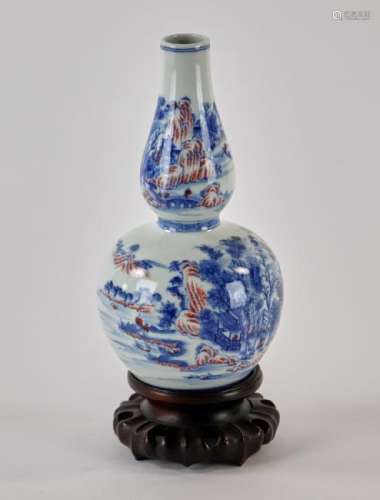 19thC Chinese Copper Red Blue White Vase