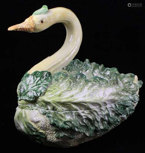 Italian Covered Swan Tureen with Ladle