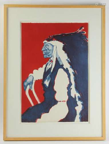 Fritz Scholder, Colored Lithograph