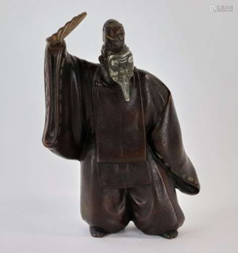 Bronzed Figure of Japanese Masked Actor