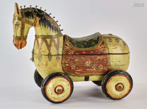 Indian Painted Wood Child's Riding Horse