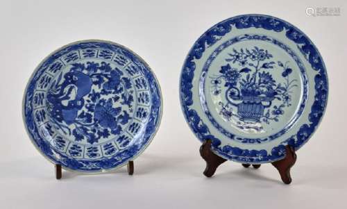 Two Chinese Blue and White Porcelain Plates