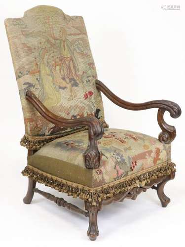 Continental Needlepoint Upholstered Armchair