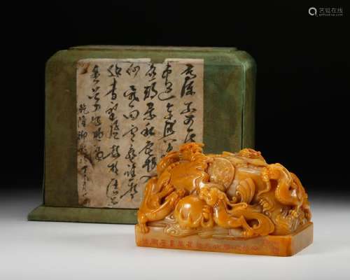 CHINESE TIANHUANG SOAPSTONE CARVED DRAGON SEAL