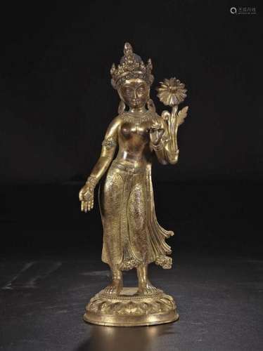 CHINESE GILT BRONZE FIGURE OF BUDDHA