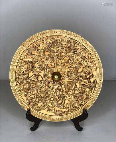 CHINESE GILT BRONZE DRAGON MIRROR