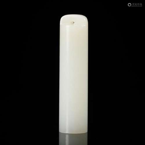 CHINESE WHITE JADE QING OFFICIAL HAT FEATHER HOLDE