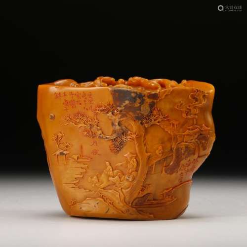 CHINESE TIANHUANG SOAPSTONE CARVED CUP