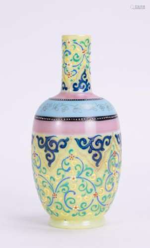 AMERICA ENAMELED GLASS VASE