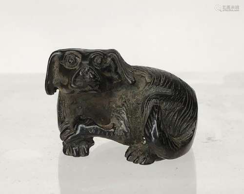 CHINESE ROSEWOOD CARVED DOG PENDANT