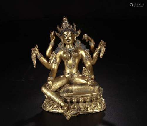 CHINESE GILT BRONZE FIGURE OF BUDDHA