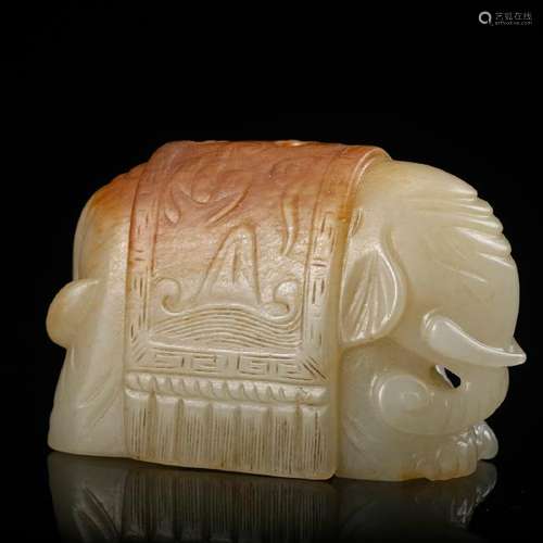 CHINESE CELADON JADE CARVED ELEPHANT