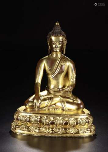 CHINESE GILT BRONZE FIGURE OF BUDDHA