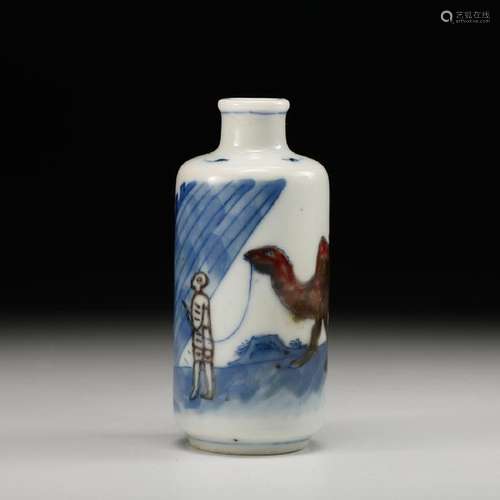 CHINESE BLUE WHITE SNUFF BOTTLE