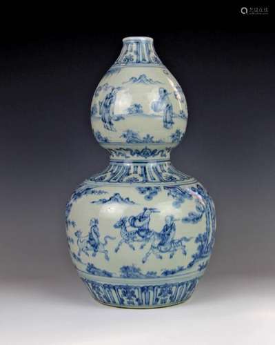 CHINESE BLUE AND WHITE DOUBLE GOURD PORCELAIN VASE