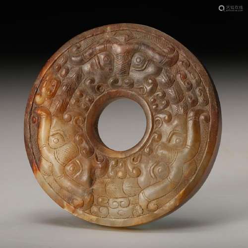 CHINESE ARCHAIC JADE BI DISK