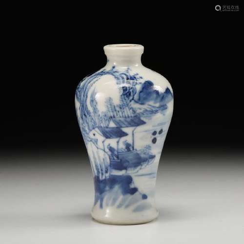 CHINESE BLUE WHITE SNUFF BOTTLE