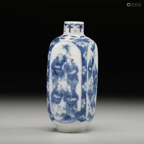 CHINESE BLUE WHITE SNUFF BOTTLE