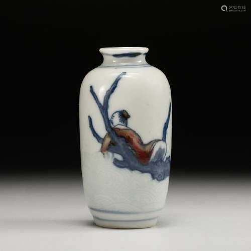 CHINESE BLUE WHITE SNUFF BOTTLE