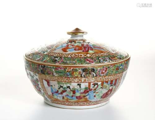 Chinese Canton Famille Rose Bowl and Cover