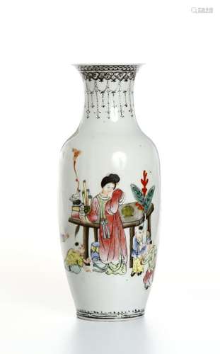 Chinese Famille Rose Rouleau Vase