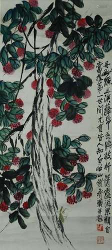 Chinese Scroll Painting of Fruit