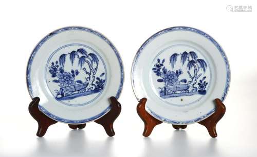 Pair of Chinese Blue and White Dishes