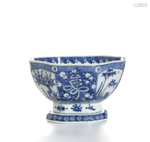 Chinese Blue and White Hexagonal Bowl