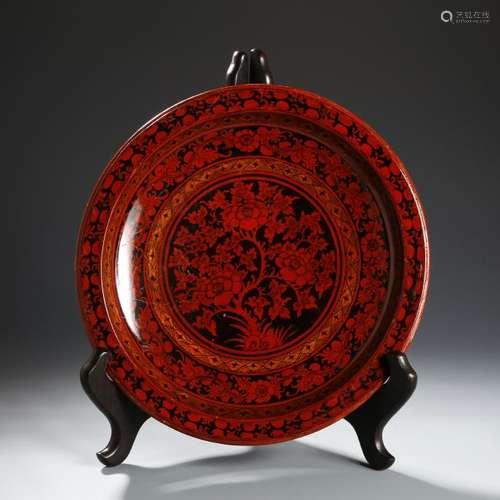 Chinese Cinnabar Dish