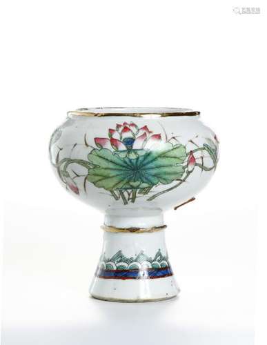 Chinese Famille Rose Stem Bowl