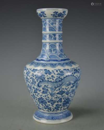 Chinese Blue and White Dragon Vase