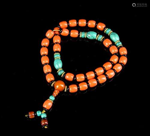 Tibetan Coral and Turquoise Necklace