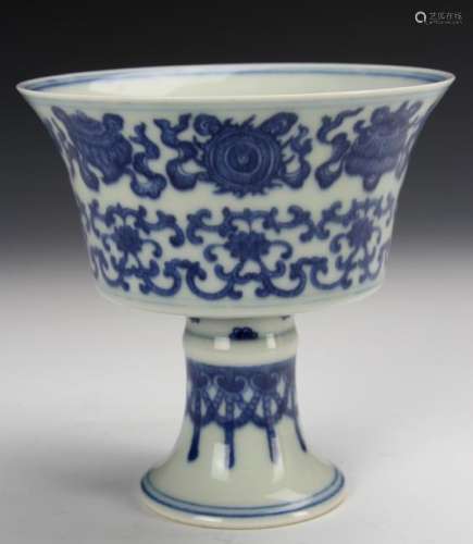 Chinese Blue and White Stem Bowl