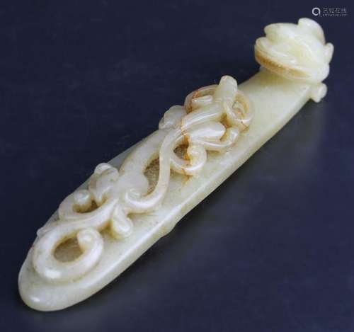 Chinese Carved Jade Dragon Buckle Hook