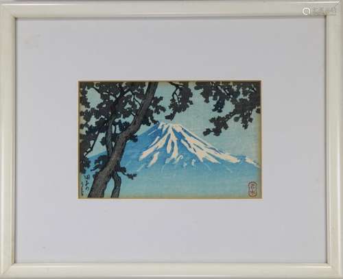 Signed, Japanese Woodblock Print of Mt. Fuji