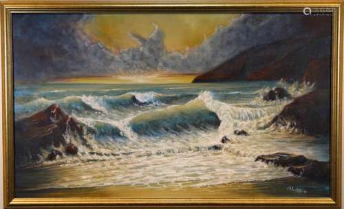 Signed, 20th C. American School Coastal Painting