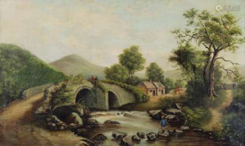 19th C. European School River Landscape w/ Figures